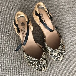 Eric Michael Black and Tan Espadrilles with Ankle Straps